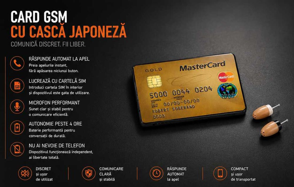 Dispozitive de comunicare CARD GSM de copiat discret Casca de Copiat Casti de Copiat