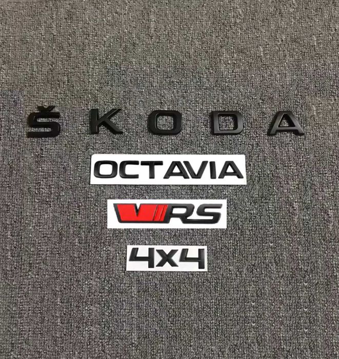 Set embleme SKODA OCTAVIA RS 4x4 emblema stema sigla scris inscriptii