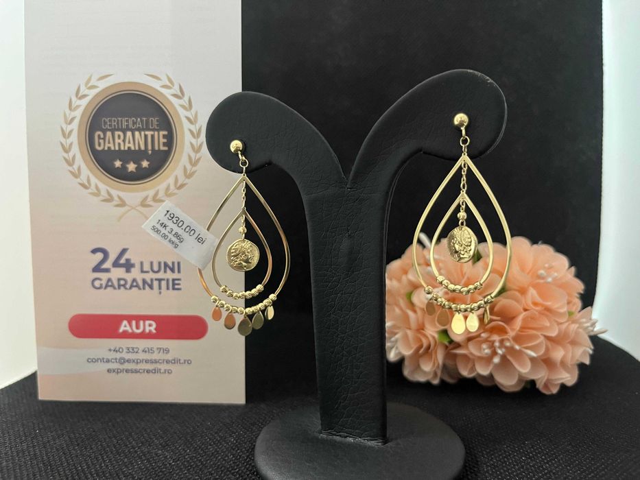 Cercei Aur 14k 3.86g (AG16 Moldova b33184)-Garantie 2 ani!