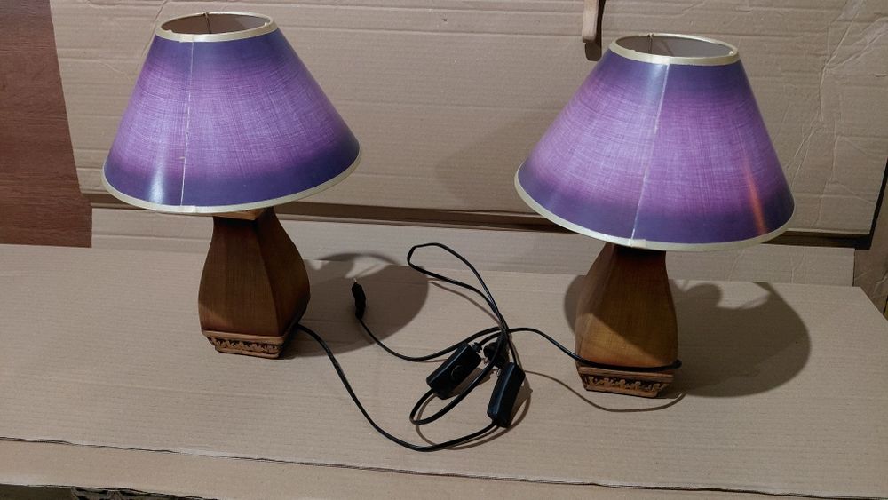 Нощни лампи. 2 броя. С лилав абажур.
