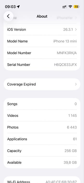 Iphone 13 mini 256GB