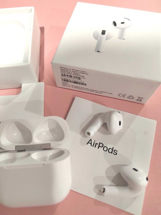 Căști bluetooth fără fir model AirPods 4, anulare zgomot, carcasă încărcare