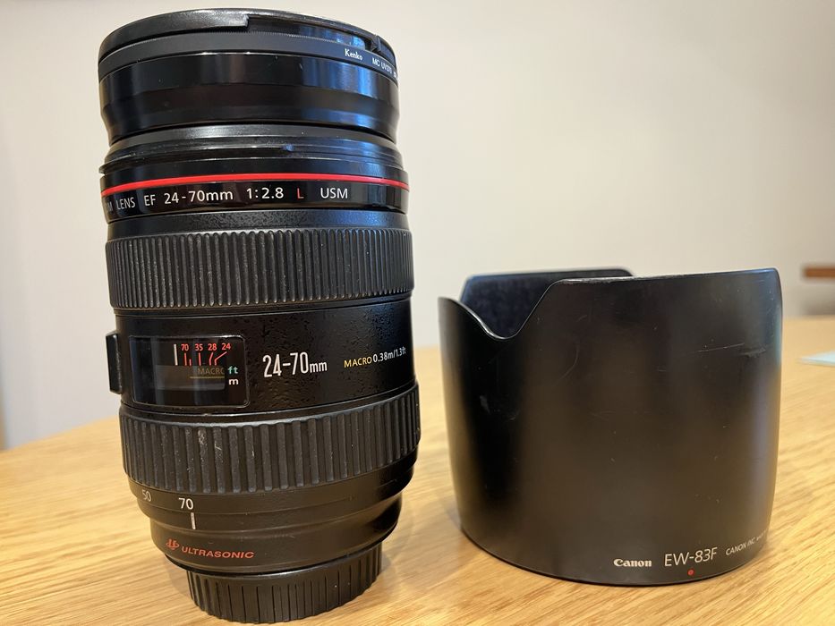 Объектив Canon EF 24-70mm f/2.8L USM + бленда + фильтр Kenko 77mm
