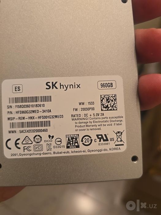Скоростной SSD Samsung PM883, SK hynix 960GB (1TB), 3D TLC, SATA3, 2.