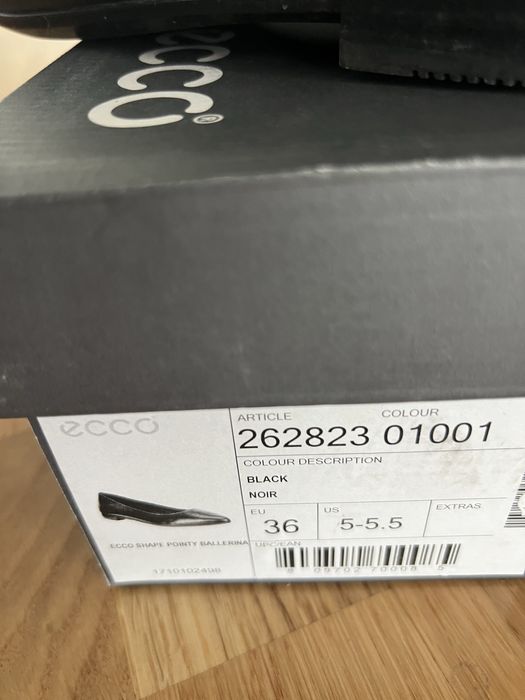 Pantofi balerini Ecco, masura 35, negri, piele
