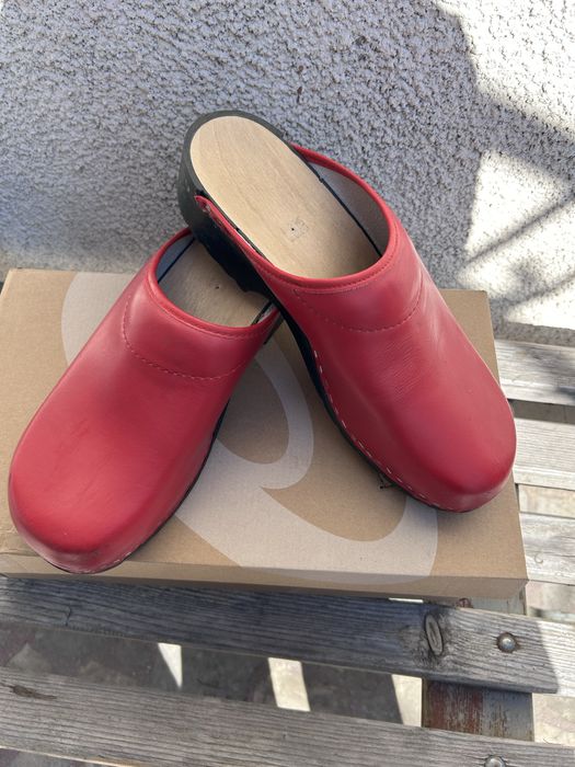 Мъжко сабо естествено кожа и дърво