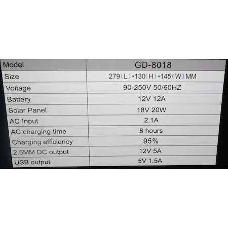 Sistem voltaic 100W  GD-8018 cu 3 becuri, 2 x USB si panou voltaic