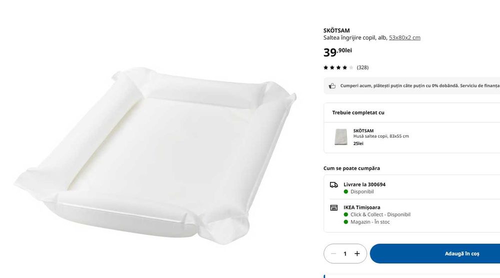 vand masa de infasat plus saltea si accesorii