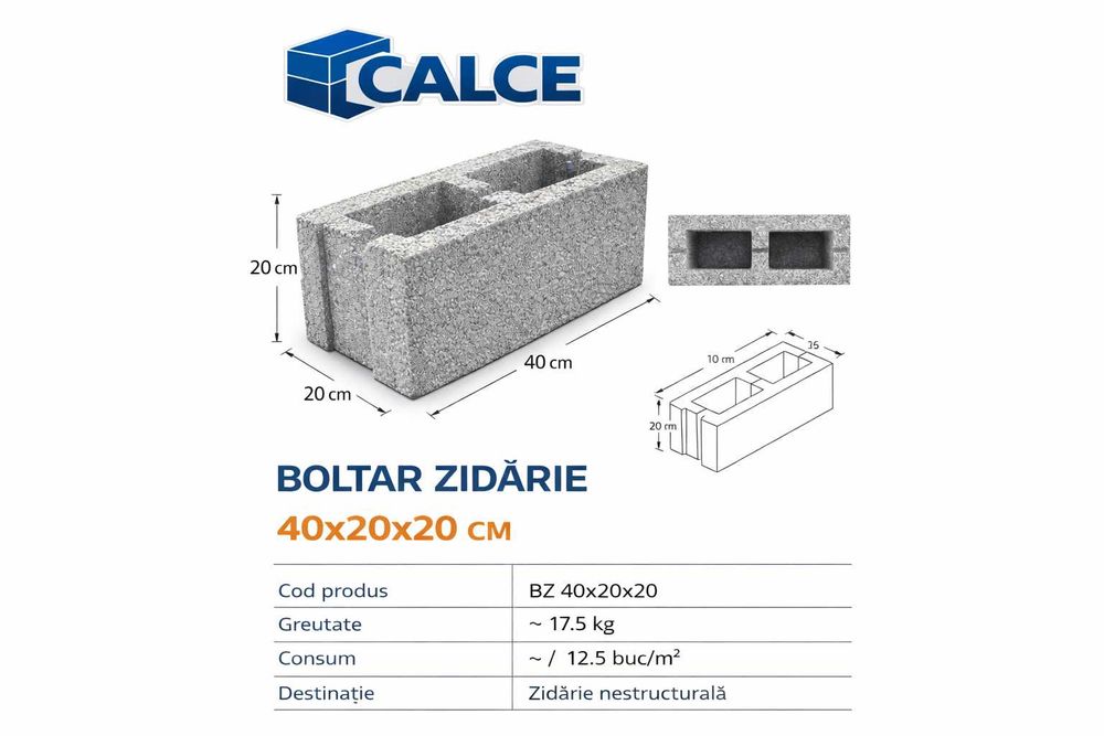 Boltar de beton 40x20x20 cm