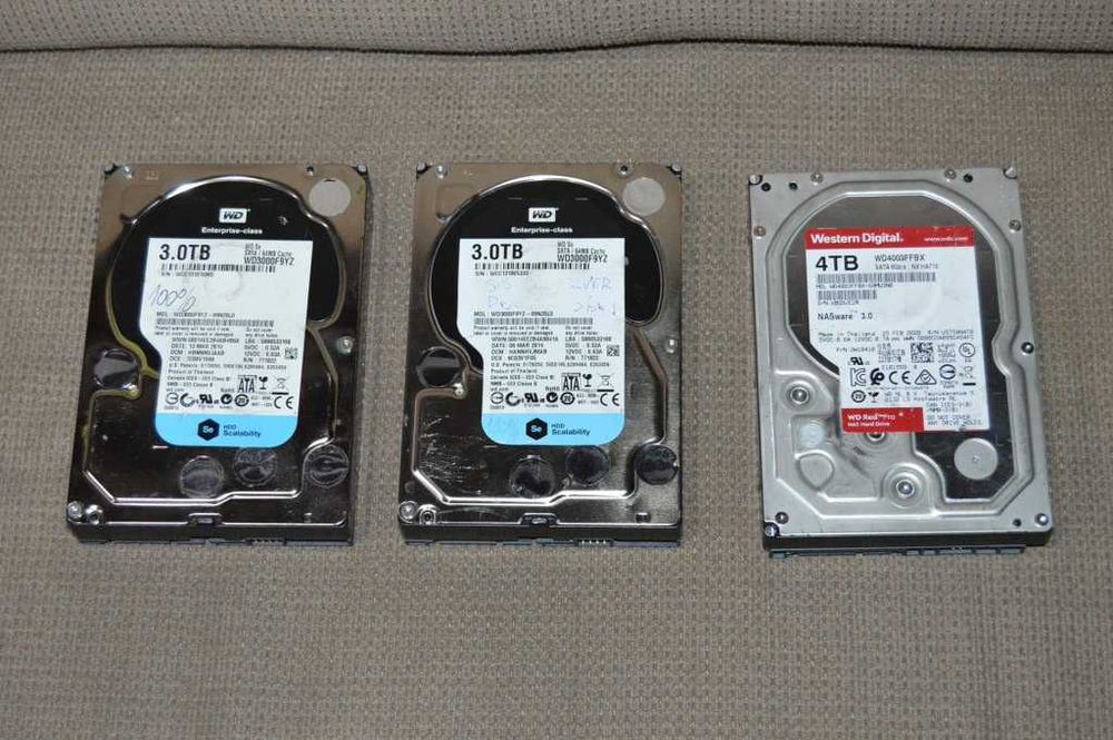 HDD Nas WD Red Pro 4TB și 2x WD Enterprise Se 3TB | Sănătate 100% HD Sentinel