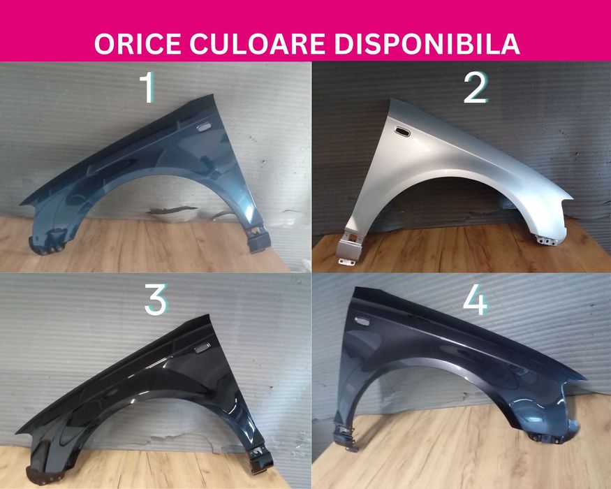 Aripa fata Audi A3 8P Negru Gri Argintiu Albastru Alb Verde Galben Bej