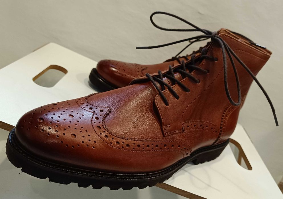 Ghete lace up brogue 45 de lux BOCAGE NOI piele naturala moale