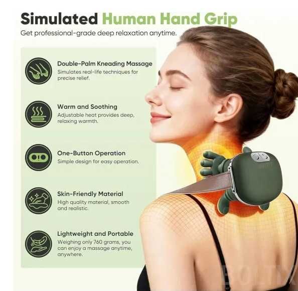 Aparat masaj cervical premium cu incalzire, masaj gat si umeri,