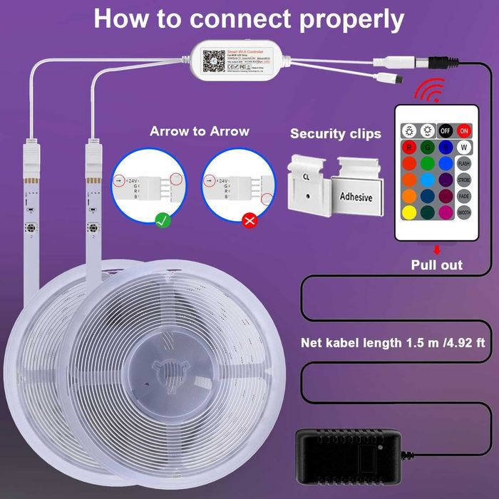Bandă LED RGB 15 m. inteligentă