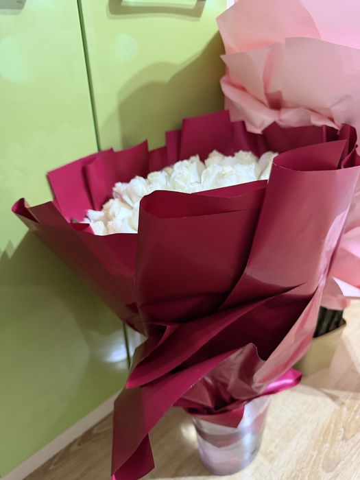 Свежий 60 см ақ роза