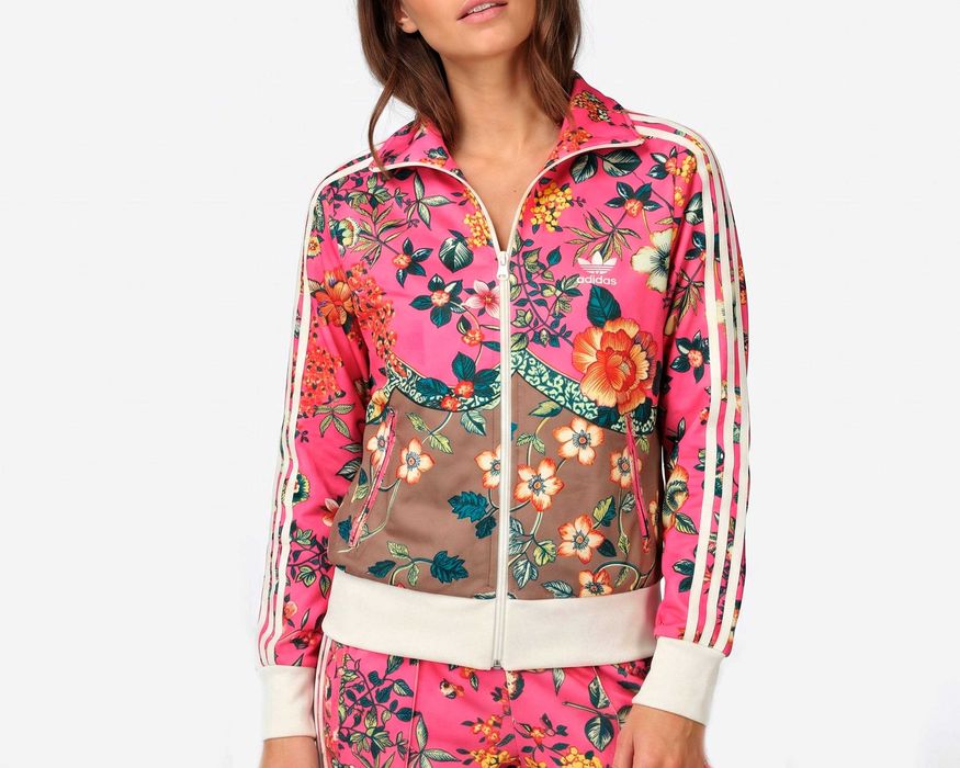 Adidas Оригинална Флорална дамска горница / яке / суичър на цветя размер S
