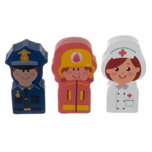 Дървен конструктор ГРАД 100 части постелка пъзел в чанта кубчета