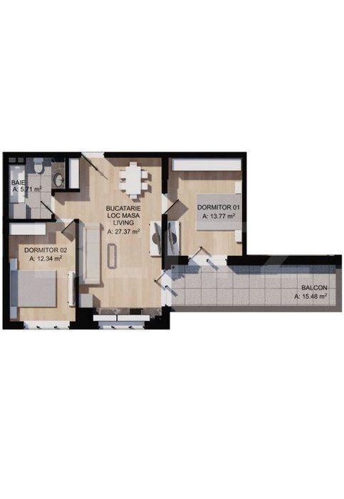 Apartament cu 3 camere, terasa 15mp, parcare , zona centrala — fotografia 1