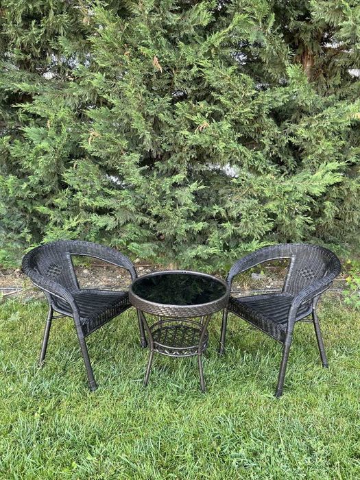 Градински Ратанов Комплект Oasis 2 стола с маса + поставка