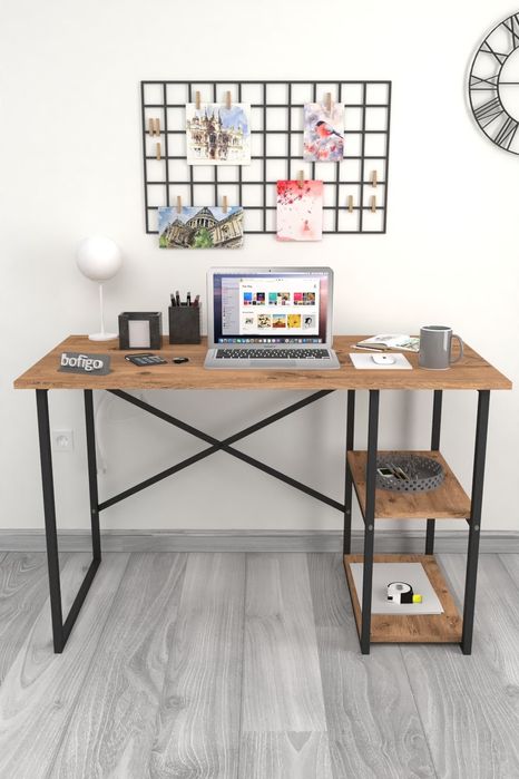 Бюро с 2 рафта, Компютърно бюро, Офис бюро, Бюро за учене, 60х120см