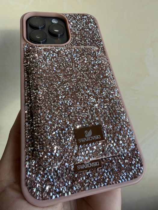 Iphone 15 pro max 256gb черен Swarovski case