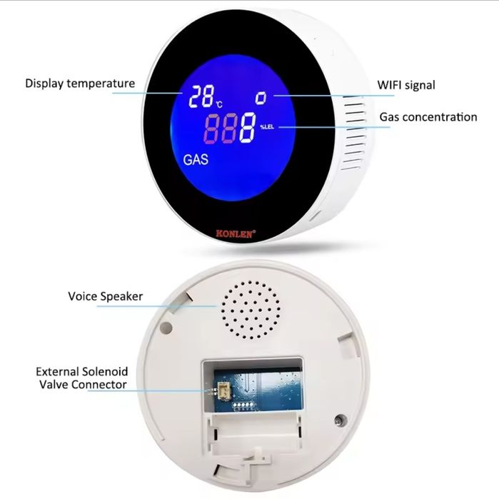 Detector Gaz Inteligent WiFi Tuya + Electrovana DN20 (3/4") - Nou