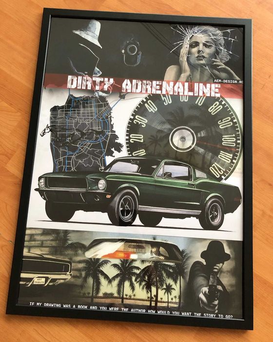 Tablou print poster Ford Mustang Fastback 50x70cm