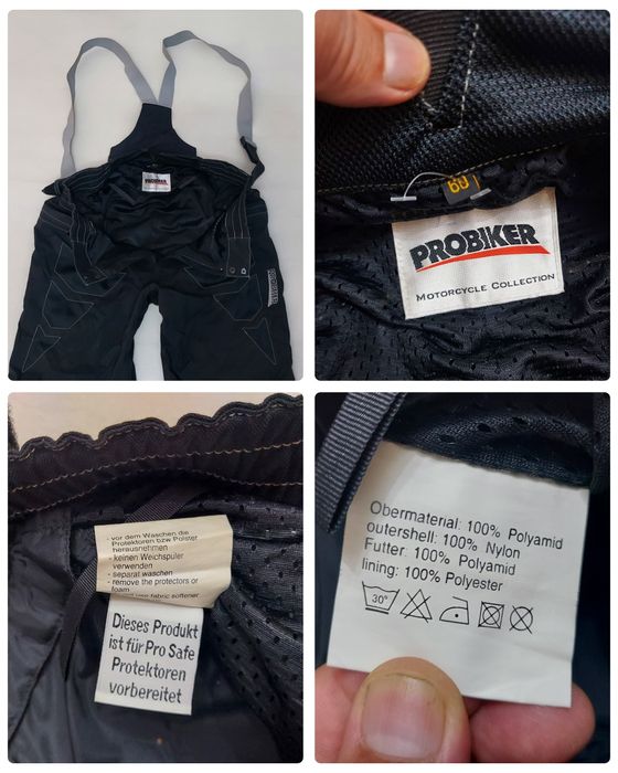 Pantaloni moto PROBIKER, textil cu bretele, protectii soft nr 60 (XXL)