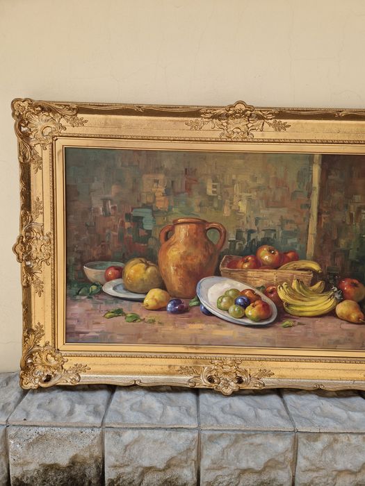 Изключителна огромна антикварна авторска майсторска картина