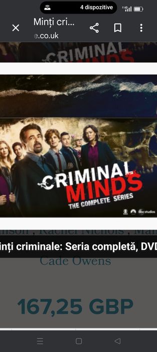 Vând seria completă Criminal Minds