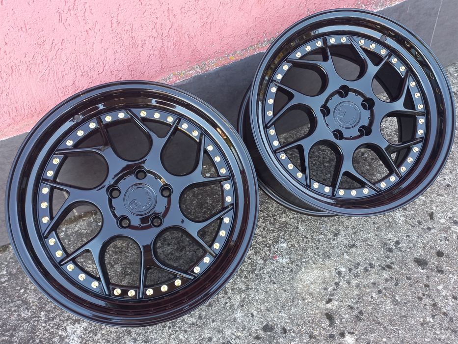 18"5x114.3 Black ^Gold 8.5j et35 Honda Mitsubushi Hyundai Renault Nissan Mazda Чисто Нови..
