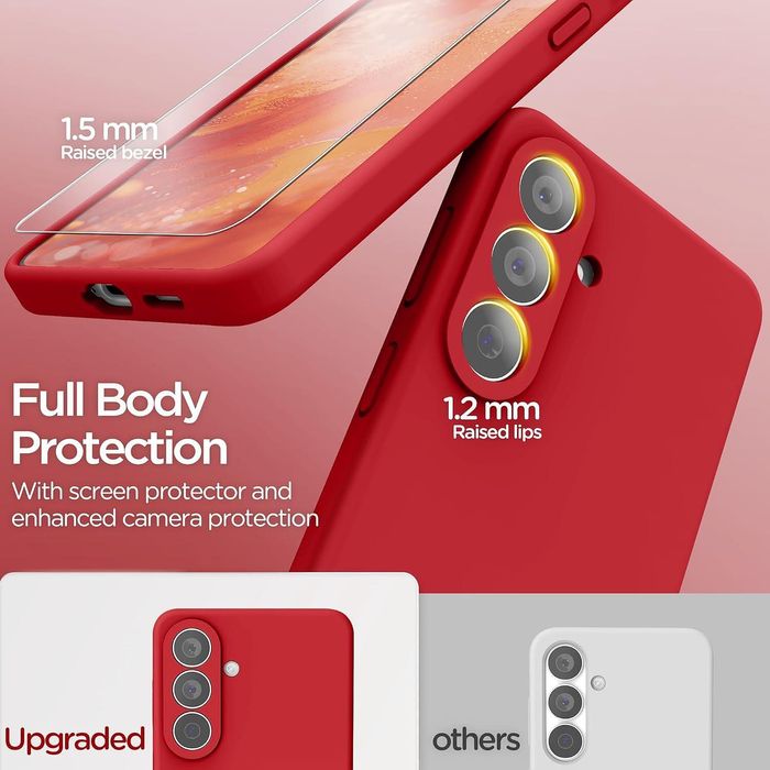 Матов силиконов кейс за samsung galaxy s26+ plus - червен - със защита