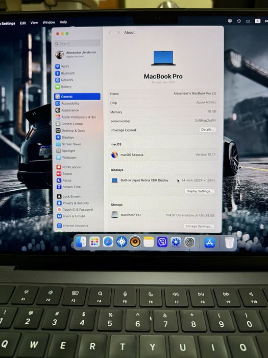 Macbook M3 Pro 18 bg Ram,512 gb hard disk