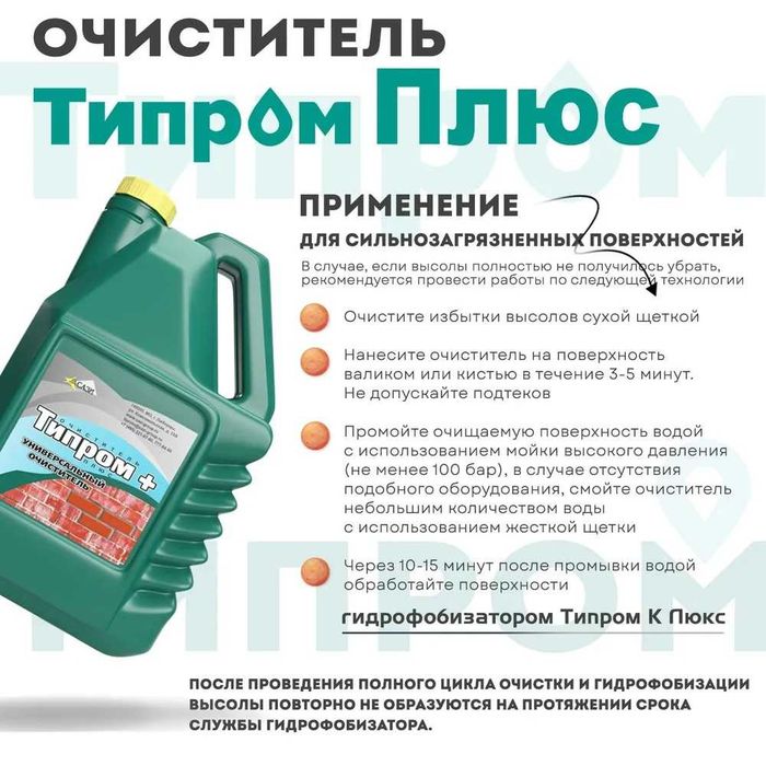 Очиститель фасадов от соли и загрязнений природной Типром Плюс