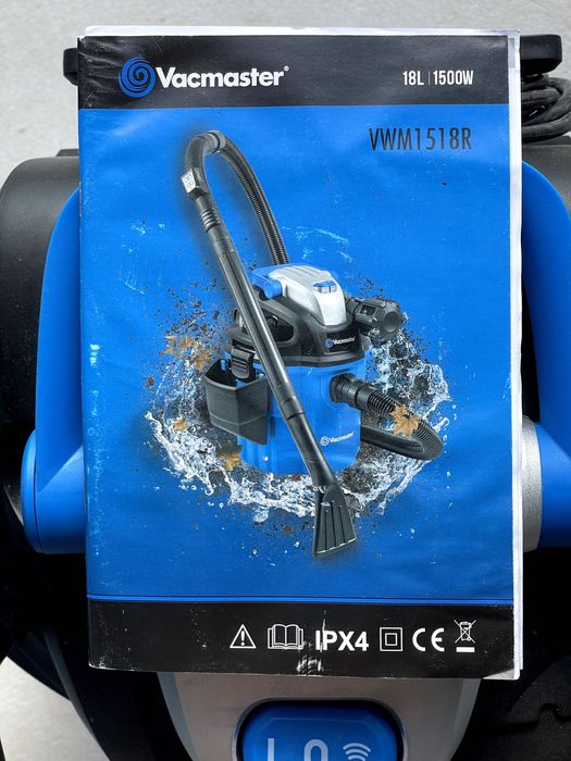 Прахосмукачка за мокро и сухо почистване Vacmaster 1500W, 18L, функция за издухване, за дома, многоцветна