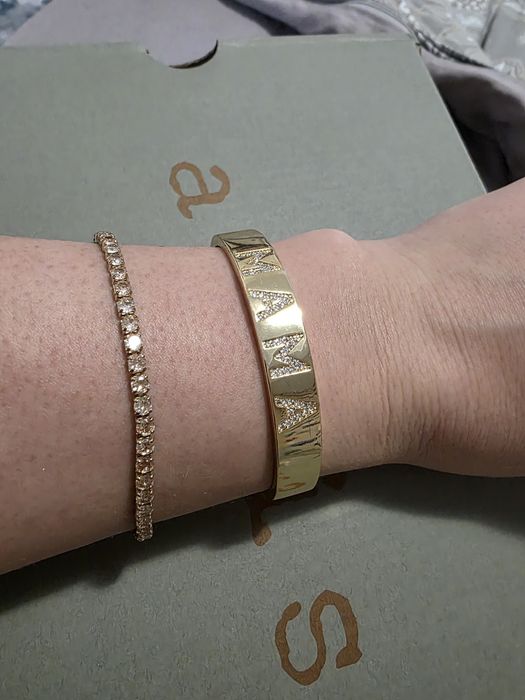 Bratara aurita cu model Mama cristale foarte fine