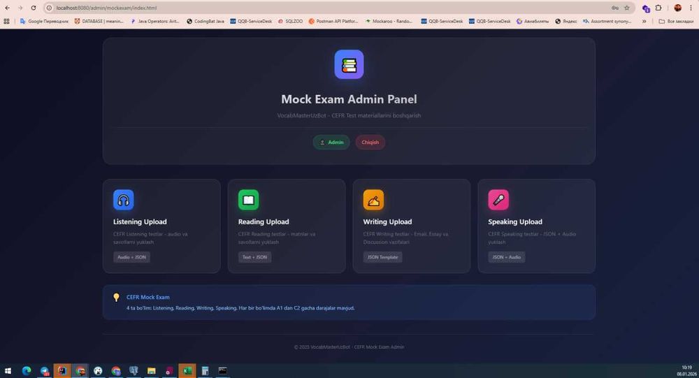 Telegram bot + веб-сайт + админ панель/CRM ишлаб чиқаман