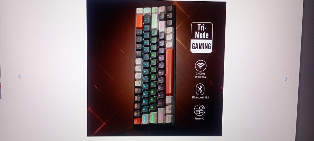 Tastatură mecanică gaming Elebite tri-mode (Bluetooth + 2.4G + USB) RGB
