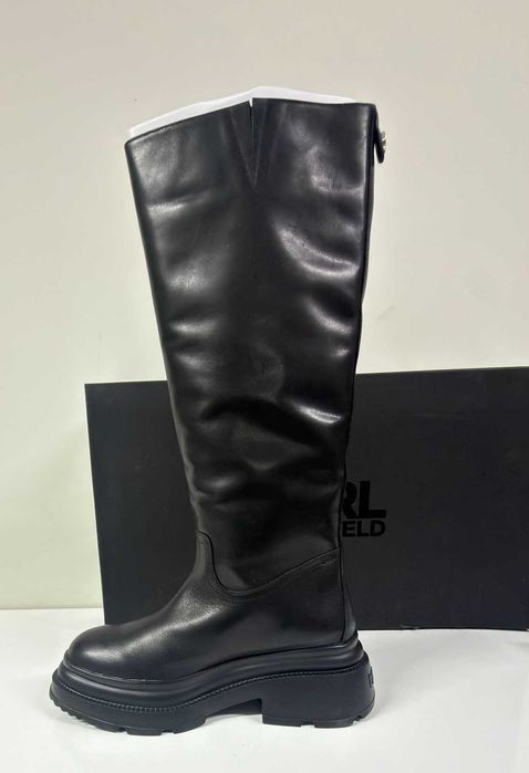 НОВИ Кожени ботуши KARL LAGERFELD Danton Riding Boot - Размер 39 (25 см стелка)