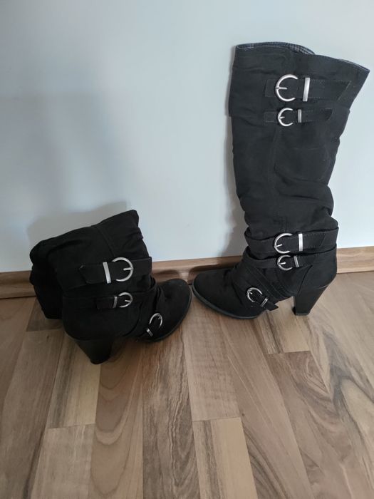 Cizme lungi, cu catarame si fermoar