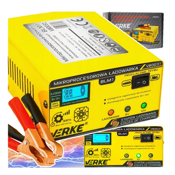 Redresor auto cu microprocesor, 6/12 V 15A, incarcare in 4 etape,