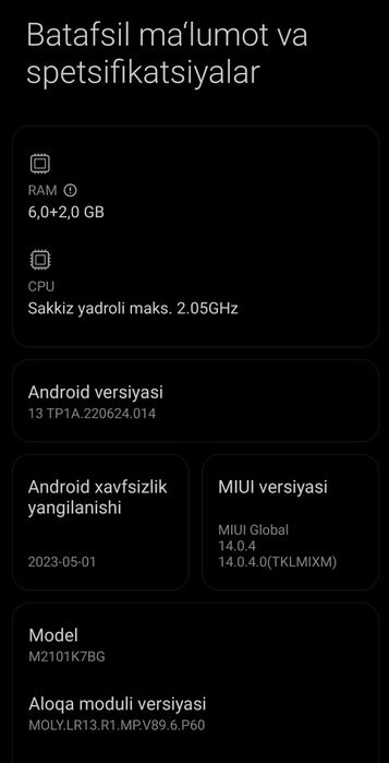 Redmi Not 10 S  Radnoy