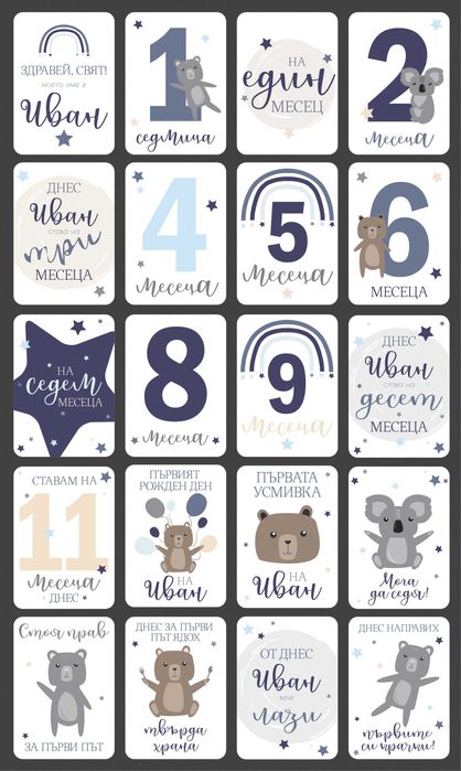 Персонализирани бебешки фото карти, Персонализирани бебешки месечинки