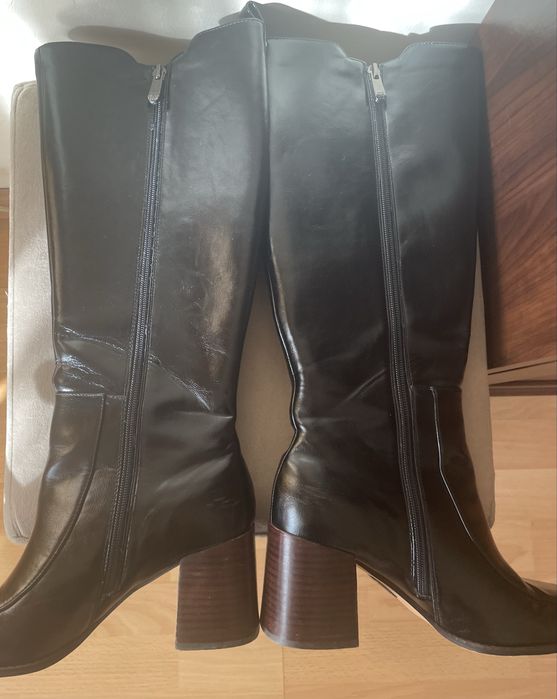 Cizme negre Moda in Pelle marimea 39 piele toc gros