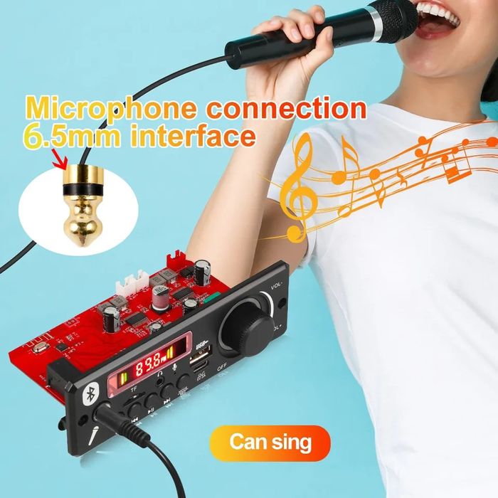 Mp3 player 2*80W с Блутут 5.0, DC 8V-24V, ,Tf card, папки, Fm,6.35