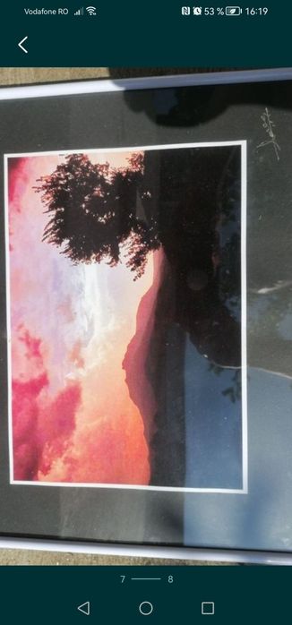 Tablou A3, cu rama și geam de sticla, poze flori sau peisaje, semnat