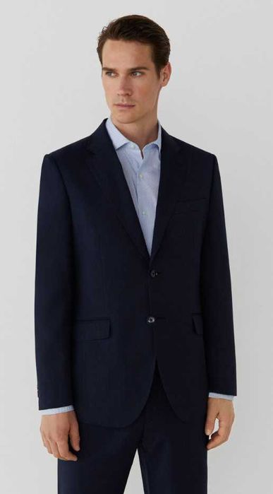 Sacou blazer slim 52 XL premium Vitale Barberis lana super 120's navy