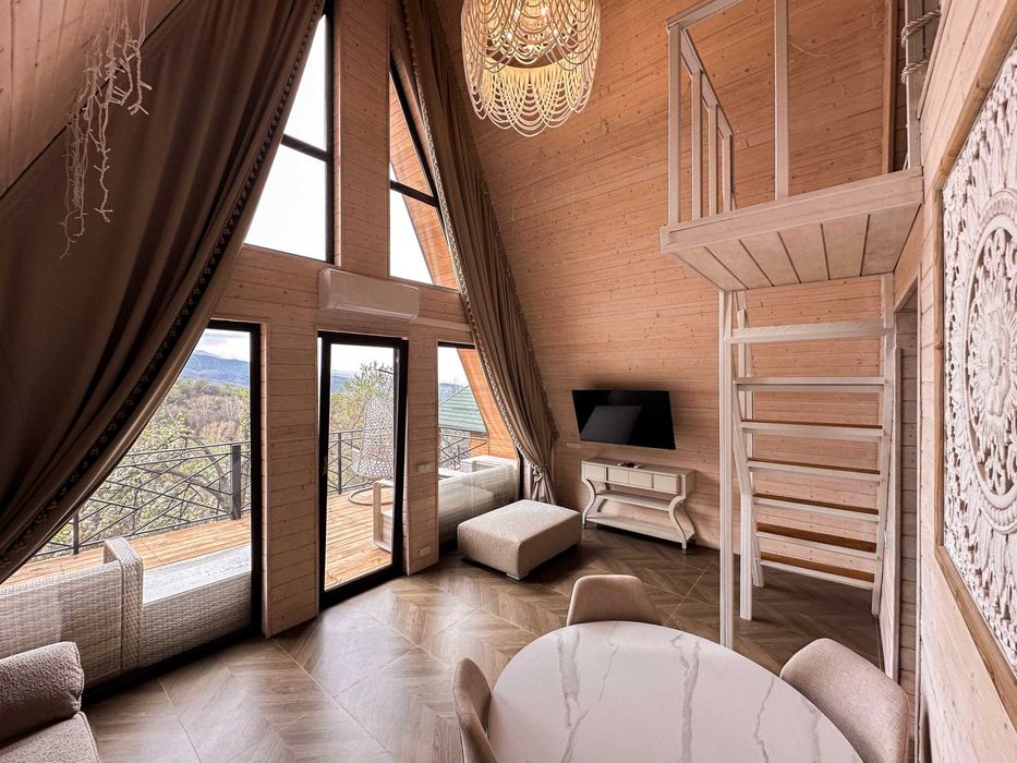 Глэмпинг в горах / Домик Афрейм / Баня