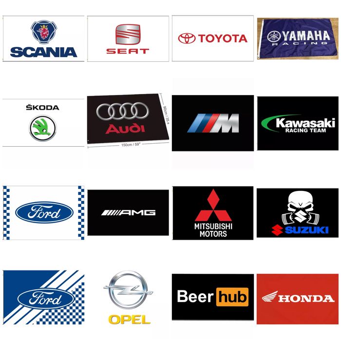 Знамена/Флагове (AMG/BMW/Audi/Yamaha/Honda/Kawasaki/Toyota/Opel/Ford)
