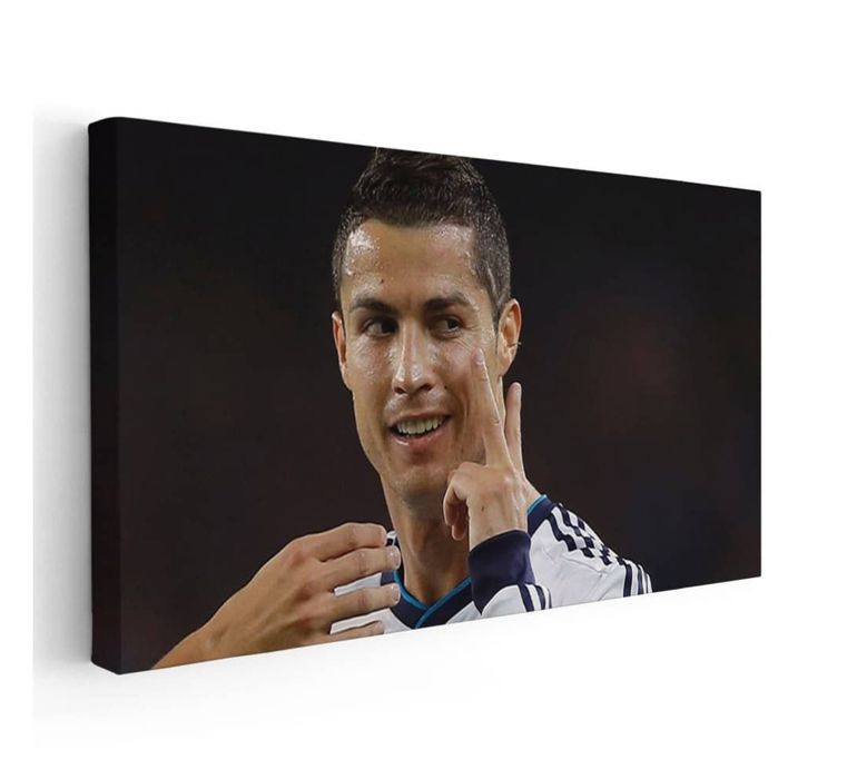 Tablou Cristiano Ronaldo fotbalist alb maro pentru living, birou.